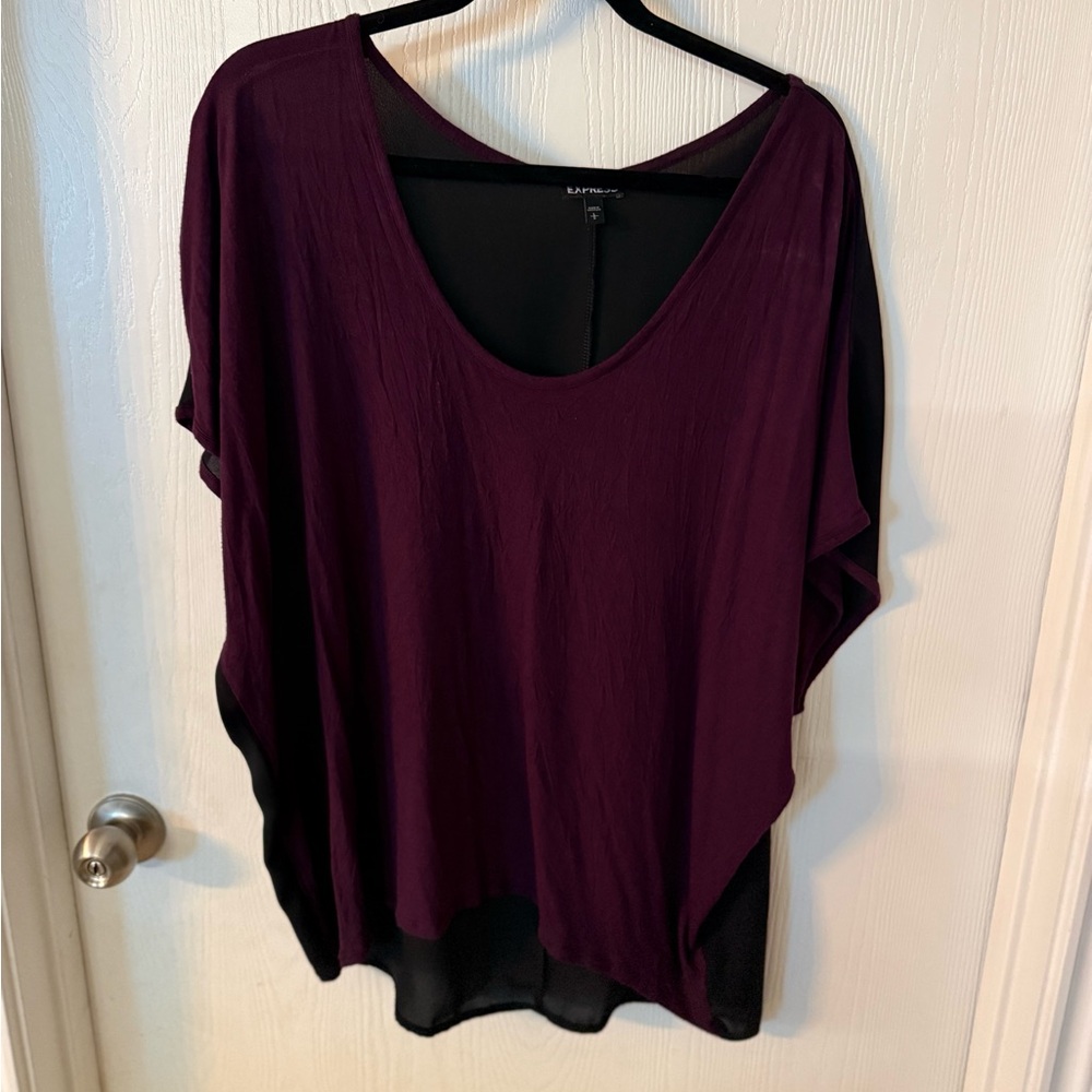 Express Relaxed Scoop Neck Tunic in Plum